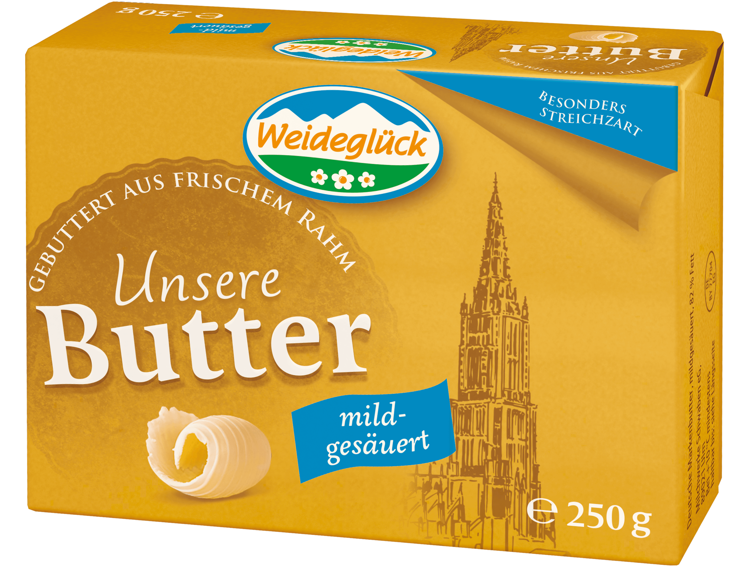 Packshot Weideglück Butter mild gesäuert 250 Gramm